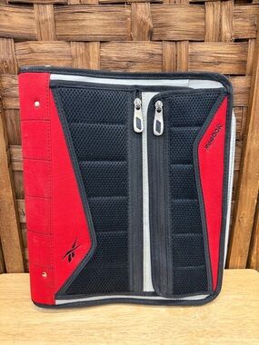 Vintage Reebok Black and Red Padded Zippered Binder Organizer